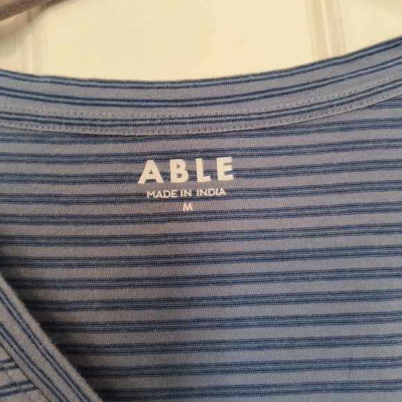 Able Women's Navy Striped Short Sleeve Tee - Picture 2 of 3